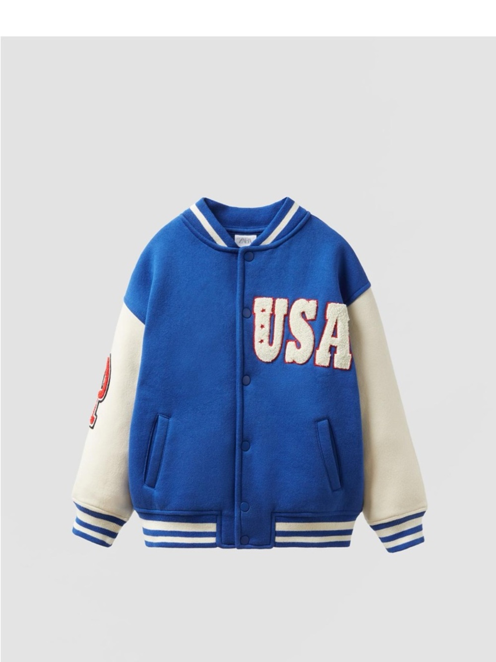 Zara boys Blue and White Varsity Jacket with Pickstown USA Patch